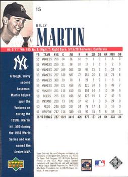 2000 Upper Deck Yankees Legends #15 Billy Martin Back