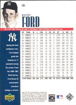 2000 Upper Deck Yankees Legends #18 Whitey Ford Back