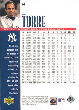 2000 Upper Deck Yankees Legends #24 Joe Torre Back