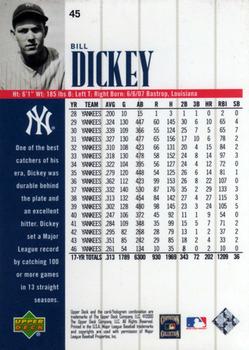 2000 Upper Deck Yankees Legends #45 Bill Dickey Back