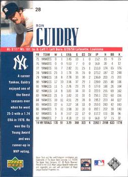 2000 Upper Deck Yankees Legends #28 Ron Guidry Back