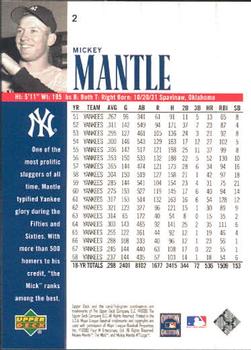 2000 Upper Deck Yankees Legends #2 Mickey Mantle Back