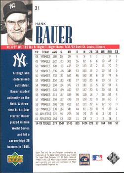 2000 Upper Deck Yankees Legends #31 Hank Bauer Back