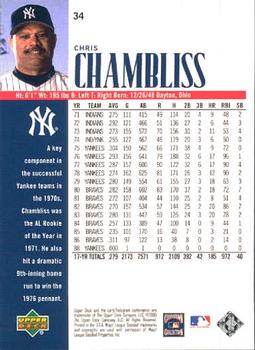 2000 Upper Deck Yankees Legends #34 Chris Chambliss Back
