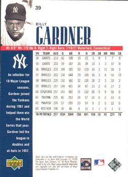 2000 Upper Deck Yankees Legends #39 Billy Gardner Back