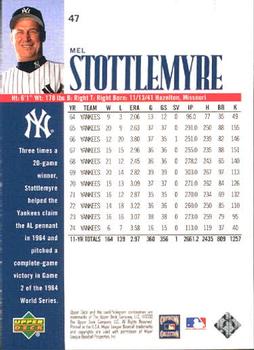 2000 Upper Deck Yankees Legends #47 Mel Stottlemyre Back