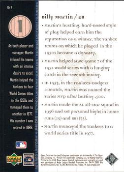 2000 Upper Deck Yankees Legends #51 Billy Martin Back