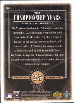 2000 Upper Deck Yankees Legends #68 Tony Lazzeri Back
