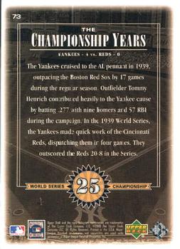 2000 Upper Deck Yankees Legends #73 Tommy Henrich Back