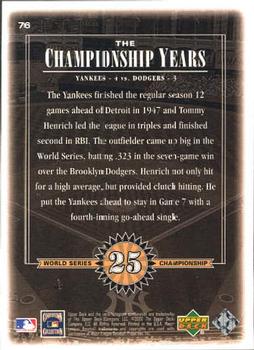 2000 Upper Deck Yankees Legends #76 Tommy Henrich Back