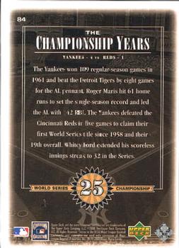 2000 Upper Deck Yankees Legends #84 Roger Maris Back