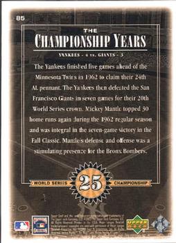 2000 Upper Deck Yankees Legends #85 Mickey Mantle Back