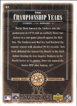 2000 Upper Deck Yankees Legends #87 Bucky Dent Back