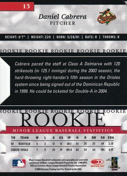 2003 Donruss/Leaf/Playoff (DLP) Rookies & Traded - 2003 Donruss Elite Extra Edition Turn of the Century Autographs #13 Daniel Cabrera Back