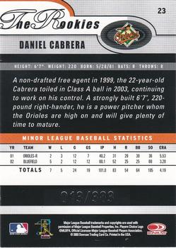 2003 Donruss/Leaf/Playoff (DLP) Rookies & Traded - 2003 Donruss Rookies & Traded Autographs #23 Daniel Cabrera Back