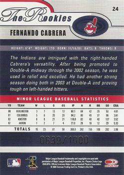2003 Donruss/Leaf/Playoff (DLP) Rookies & Traded - 2003 Donruss Rookies & Traded Autographs #24 Fernando Cabrera Back