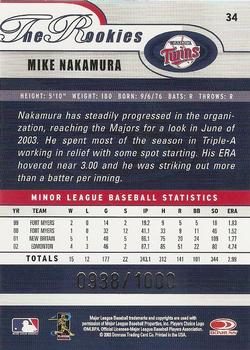 2003 Donruss/Leaf/Playoff (DLP) Rookies & Traded - 2003 Donruss Rookies & Traded Autographs #34 Micheal Nakamura Back