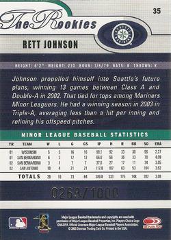 2003 Donruss/Leaf/Playoff (DLP) Rookies & Traded - 2003 Donruss Rookies & Traded Autographs #35 Rett Johnson Back