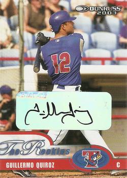 2003 Donruss/Leaf/Playoff (DLP) Rookies & Traded - 2003 Donruss Rookies & Traded Autographs #36 Guillermo Quiroz Front