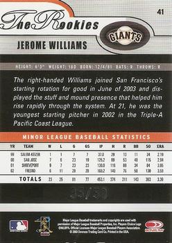 2003 Donruss/Leaf/Playoff (DLP) Rookies & Traded - 2003 Donruss Rookies & Traded Autographs #41 Jerome Williams Back