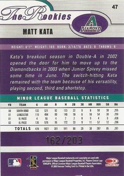 2003 Donruss/Leaf/Playoff (DLP) Rookies & Traded - 2003 Donruss Rookies & Traded Autographs #47 Matt Kata Back