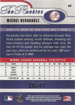 2003 Donruss/Leaf/Playoff (DLP) Rookies & Traded - 2003 Donruss Rookies & Traded Autographs #49 Michel Hernandez Back