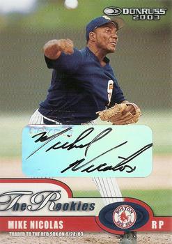 2003 Donruss/Leaf/Playoff (DLP) Rookies & Traded - 2003 Donruss Rookies & Traded Autographs #52 Mike Nicolas Front