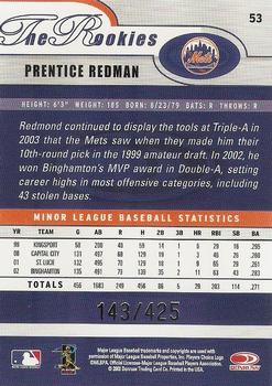 2003 Donruss/Leaf/Playoff (DLP) Rookies & Traded - 2003 Donruss Rookies & Traded Autographs #53 Prentice Redman Back