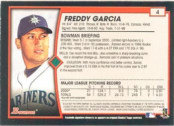2001 Bowman #4 Freddy Garcia Back