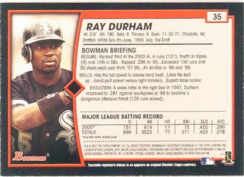 2001 Bowman #35 Ray Durham Back