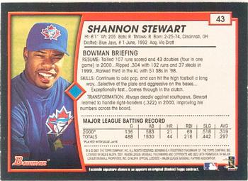 2001 Bowman #43 Shannon Stewart Back