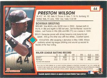 2001 Bowman #44 Preston Wilson Back