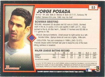 2001 Bowman #53 Jorge Posada Back