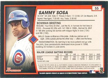 2001 Bowman #55 Sammy Sosa Back