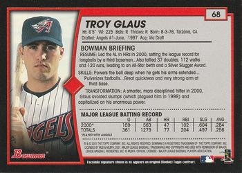 2001 Bowman #68 Troy Glaus Back