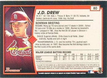 2001 Bowman #80 J.D. Drew Back