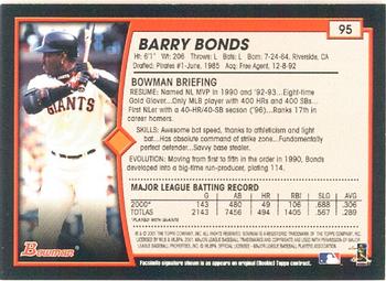 2001 Bowman #95 Barry Bonds Back