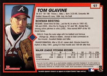2001 Bowman #97 Tom Glavine Back