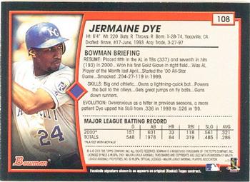 2001 Bowman #108 Jermaine Dye Back
