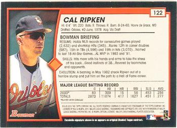 2001 Bowman #122 Cal Ripken Back