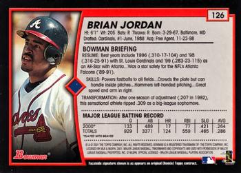 2001 Bowman #126 Brian Jordan Back