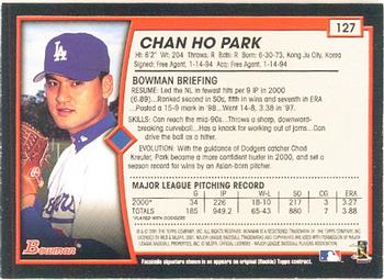2001 Bowman #127 Chan Ho Park Back