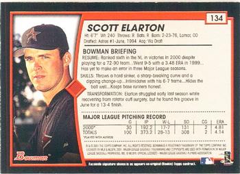 2001 Bowman #134 Scott Elarton Back