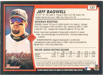 2001 Bowman #137 Jeff Bagwell Back