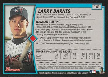 2001 Bowman #141 Larry Barnes Back