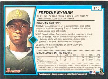 2001 Bowman #143 Freddie Bynum Back