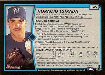 2001 Bowman #146 Horacio Estrada Back