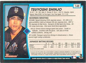2001 Bowman #148 Tsuyoshi Shinjo Back