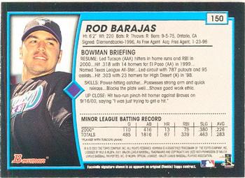 2001 Bowman #150 Rod Barajas Back