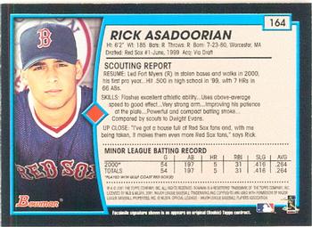 2001 Bowman #164 Rick Asadoorian Back